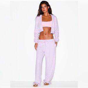 Skims Cotton Fleece Classic Straight Leg Pants Sweatpants Purple Heather NWT